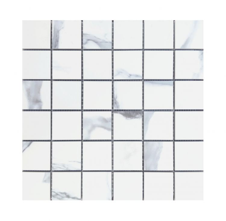 2x2 Calacatta Blue Matte Square Porcelain Mosaic Tile-American Tile Depot