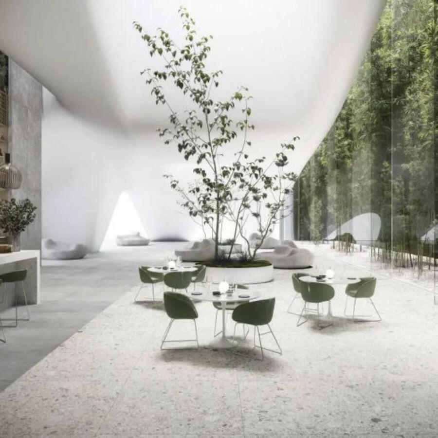 48x48 Orobica Bianca Matte Terrazzo Look Porcelain Tile-American Tile Depot