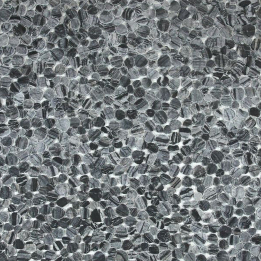Athena Dark Grain Pebble Marble Mosaic Tile-American Tile Depot