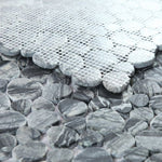 Athena Dark Grain Pebble Marble Mosaic Tile-American Tile Depot