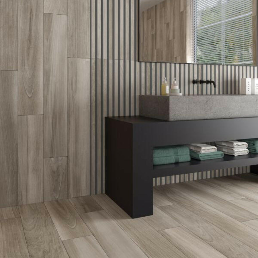8x48 Norway Taupe Matte Wood Look Porcelain Tile-American Tile Depot