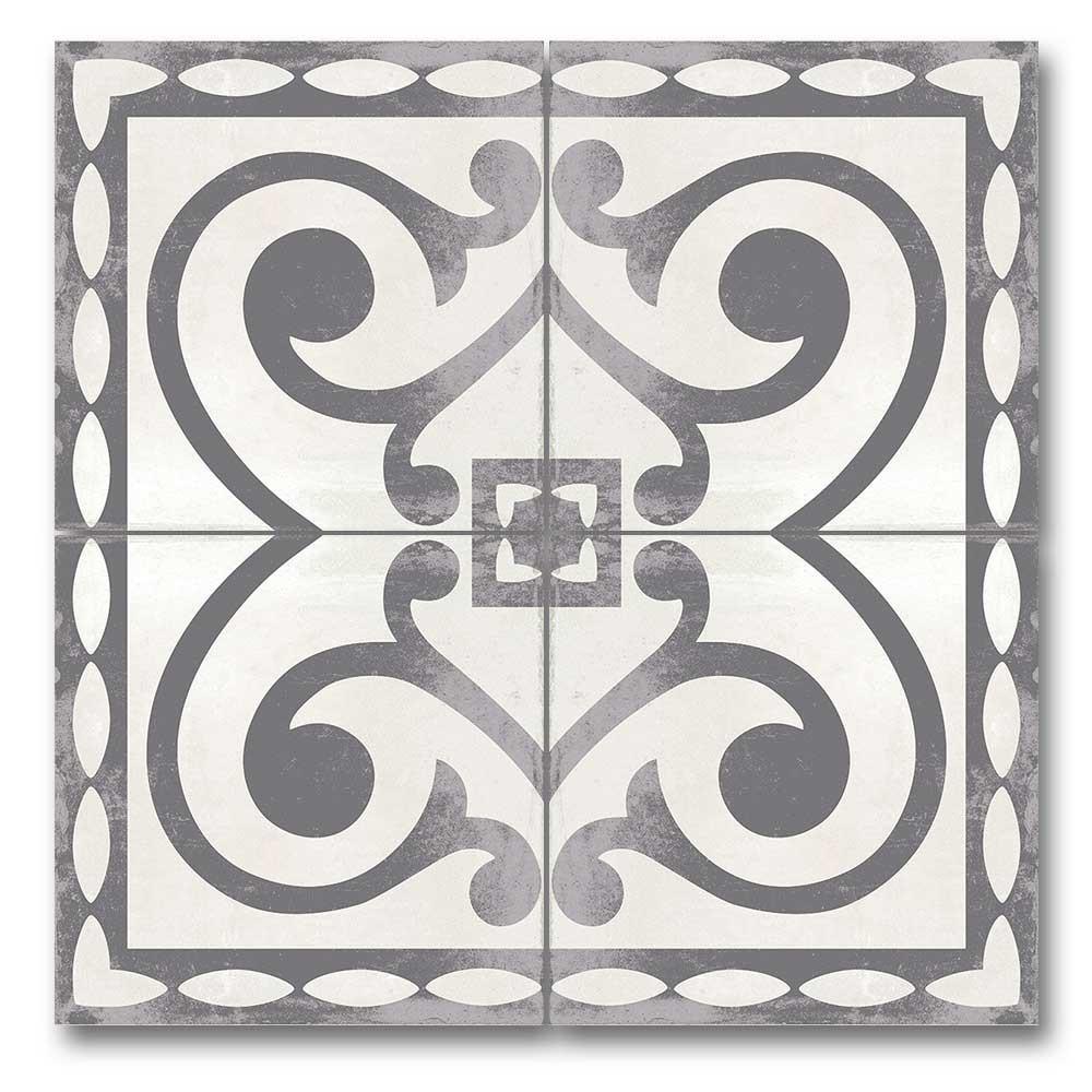 7.5x7.5 Decor Black Angle Corner Matte Encaustic Look Porcelain Tile 7.5x7.5 Decor Black Angle Corner Matte Encaustic Look Porcelain Tile - American Tile Depot