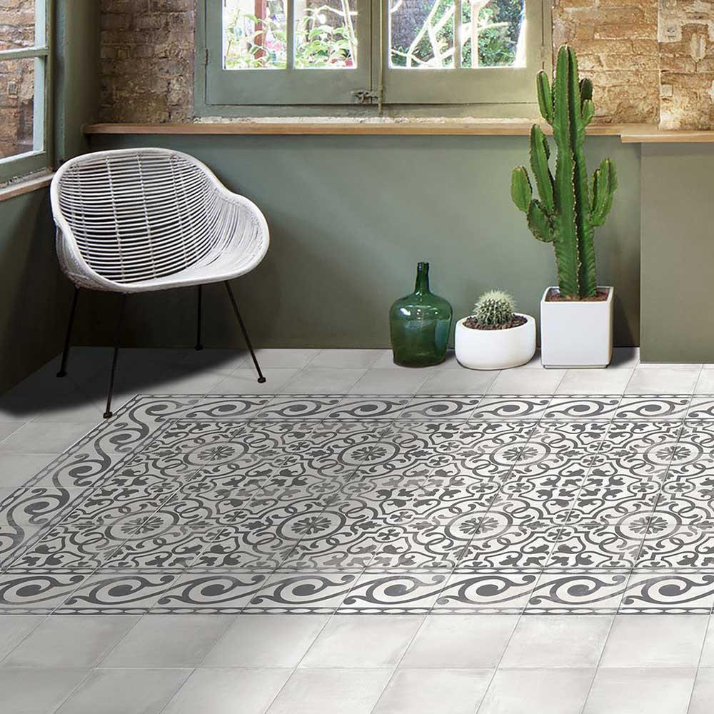 7.5x7.5 Decor Black Angle Corner Matte Encaustic Look Porcelain Tile 7.5x7.5 Decor Black Angle Corner Matte Encaustic Look Porcelain Tile - American Tile Depot