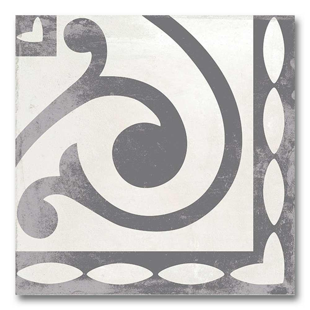 7.5x7.5 Decor Black Angle Corner Matte Encaustic Look Porcelain Tile 7.5x7.5 Decor Black Angle Corner Matte Encaustic Look Porcelain Tile - American Tile Depot