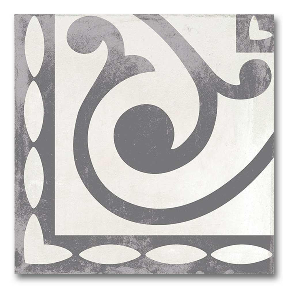 7.5x7.5 Decor Black Angle Corner Matte Encaustic Look Porcelain Tile 7.5x7.5 Decor Black Angle Corner Matte Encaustic Look Porcelain Tile - American Tile Depot