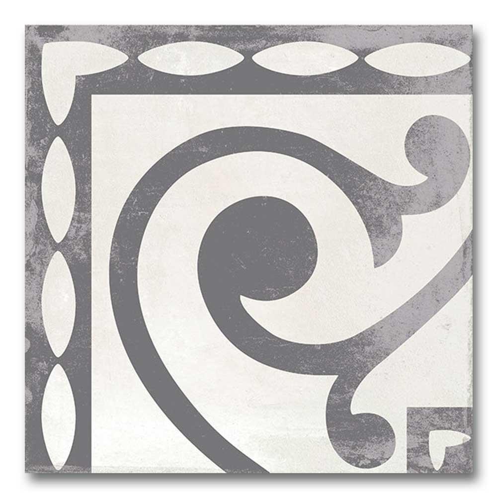 7.5x7.5 Decor Black Angle Corner Matte Encaustic Look Porcelain Tile 7.5x7.5 Decor Black Angle Corner Matte Encaustic Look Porcelain Tile - American Tile Depot