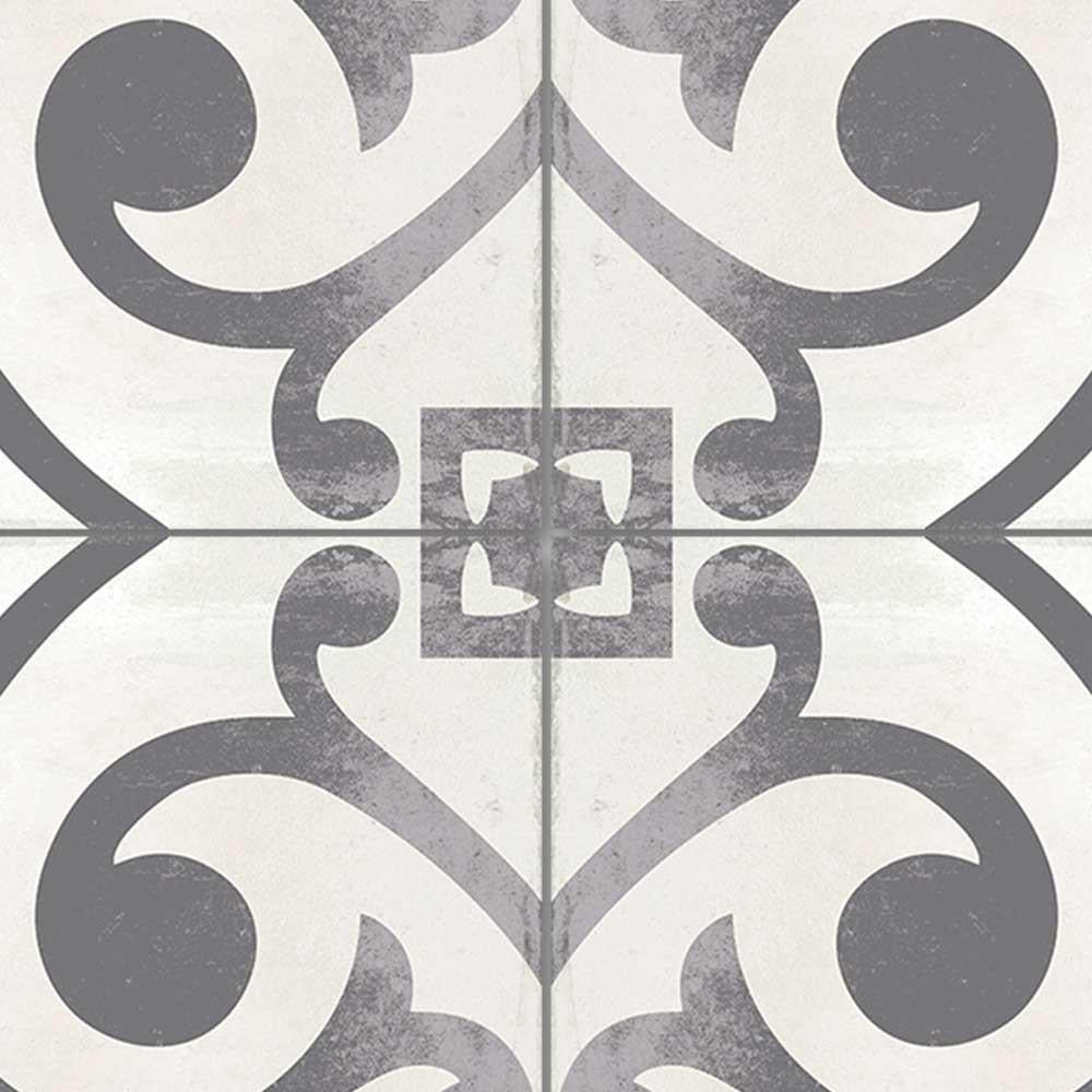 7.5x7.5 Decor Black Angle Corner Matte Encaustic Look Porcelain Tile 7.5x7.5 Decor Black Angle Corner Matte Encaustic Look Porcelain Tile - American Tile Depot