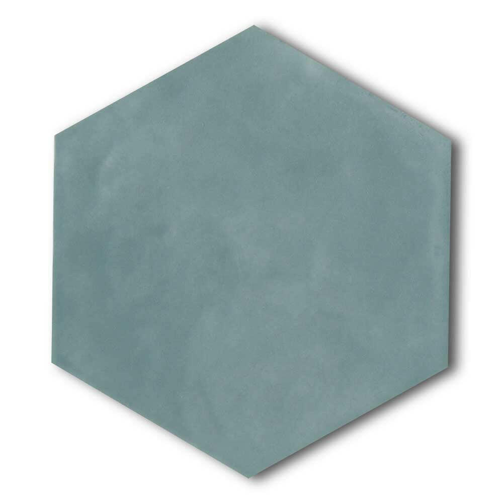 7x8 Faience Aqua Concrete Look Matte Hexagon Ceramic Wall Tile