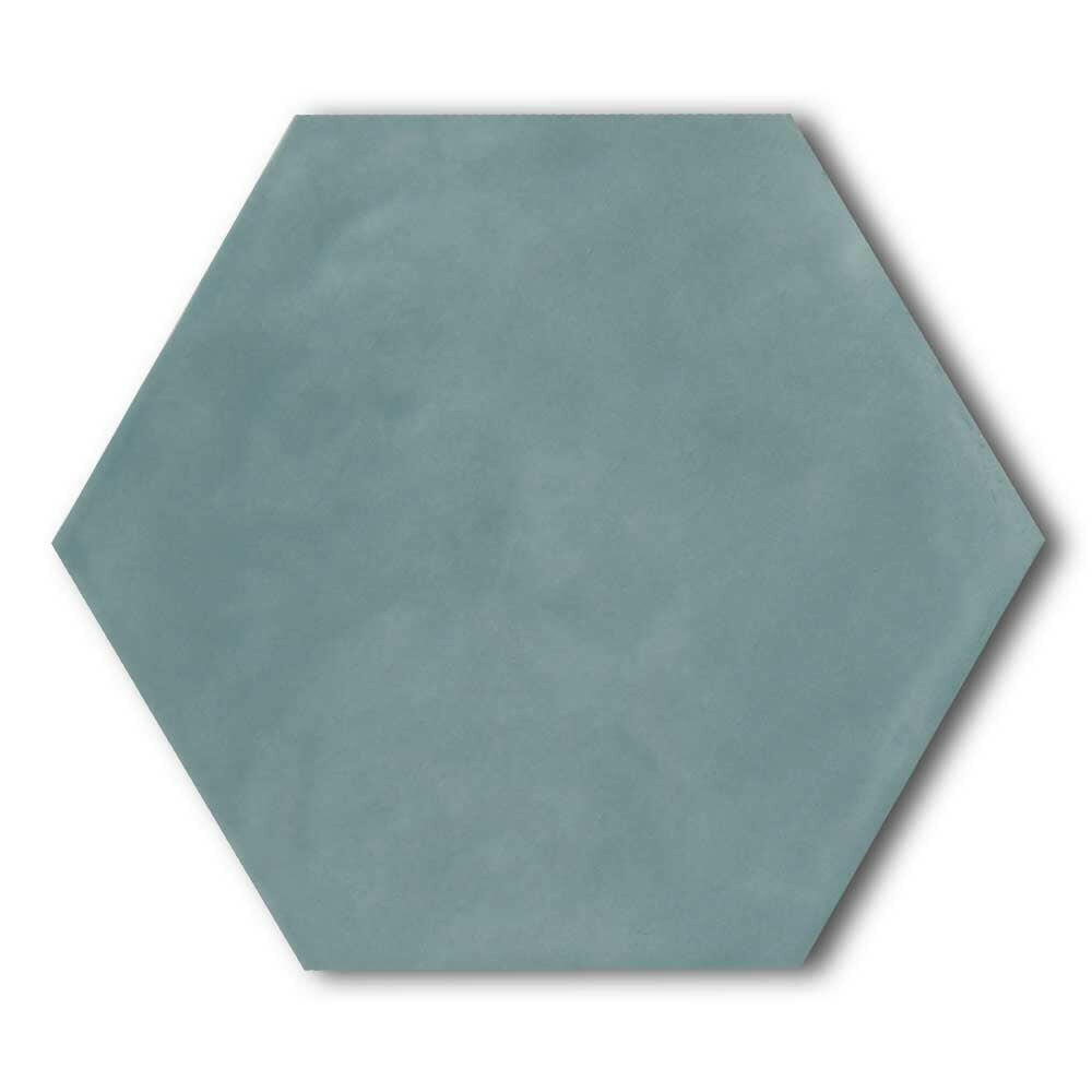 7x8 Faience Aqua Concrete Look Matte Hexagon Ceramic Wall Tile