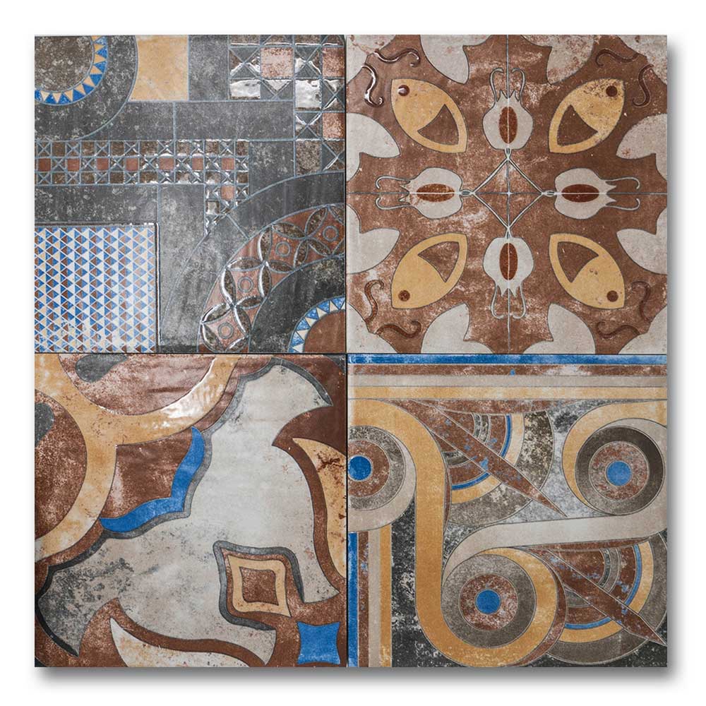 8.8x8.8 Empoli Earth Matte Encaustic Look Porcelain Tile