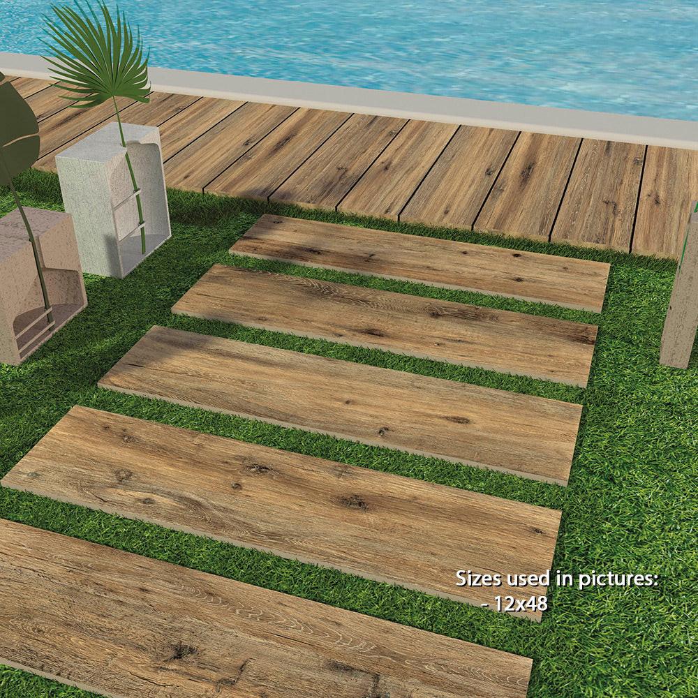 8x48 Chalet Brown R11 Wood Look Porcelain Tile - American Tile Depot