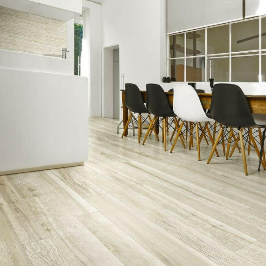 8x48 Varnelis White Matte Wood Look Porcelain Tile 8x48 Varnelis White Matte Wood Look Porcelain Tile - American Tile Depot