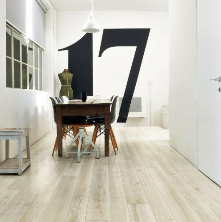 8x48 Varnelis White Matte Wood Look Porcelain Tile 8x48 Varnelis White Matte Wood Look Porcelain Tile - American Tile Depot