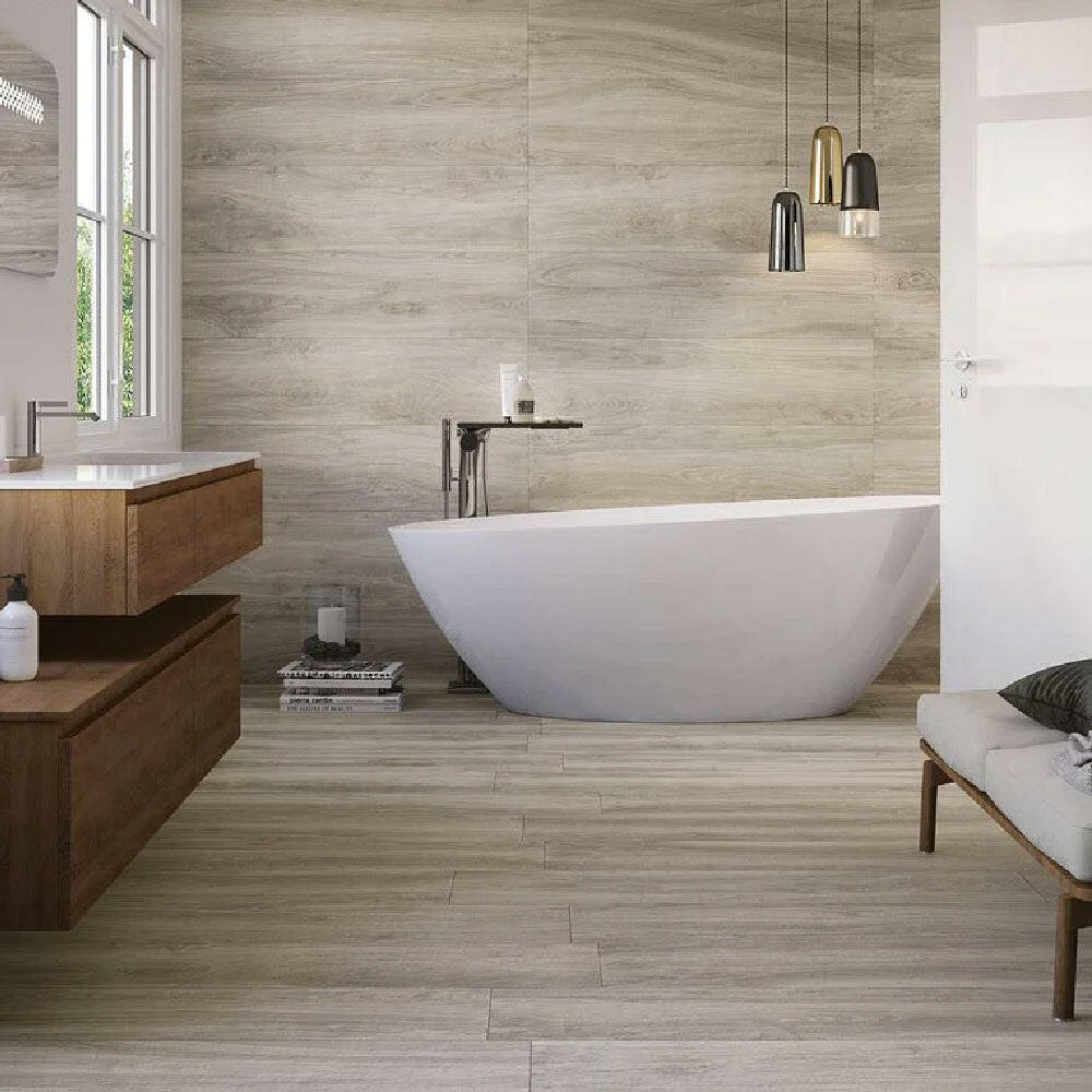 8x48 Funnera Grigio Matte Wood Look Porcelain Tile