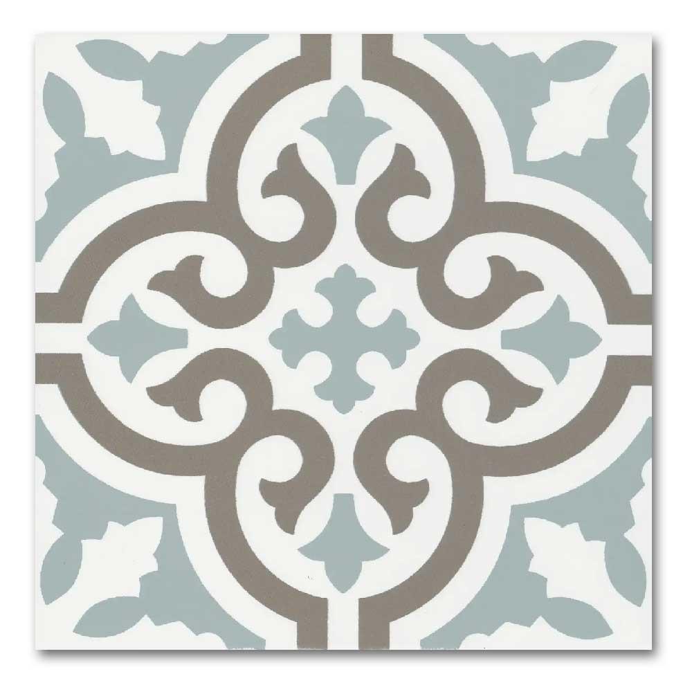 8x8 Alabaster Aqua Deco Matte Ceramic Tile 8x8 Alabaster Aqua Deco Matte Ceramic Tile - American Tile Depot