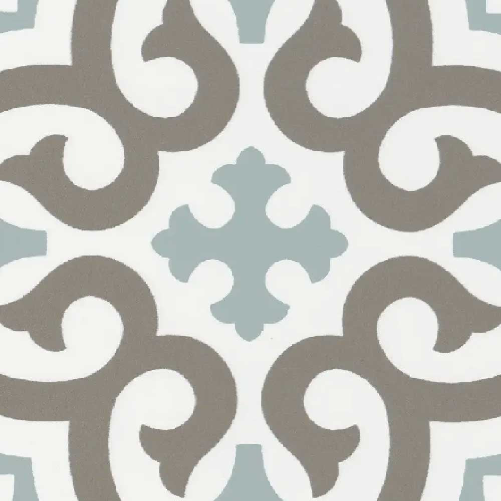 8x8 Alabaster Aqua Deco Matte Ceramic Tile
