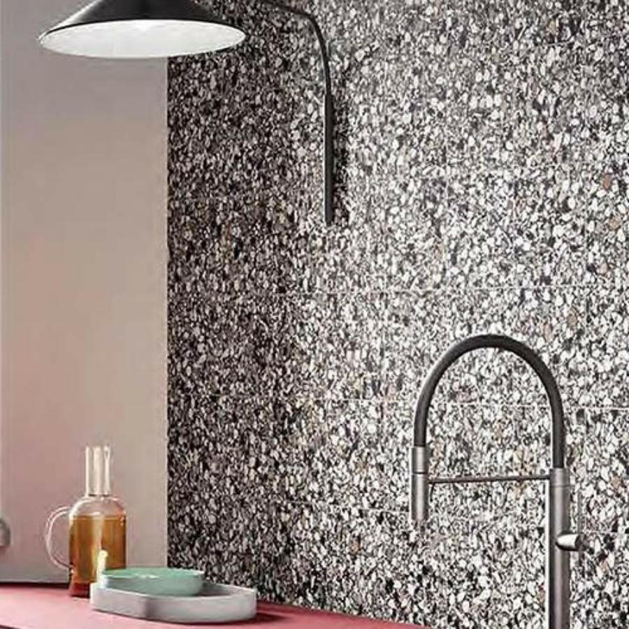 8x8 Frammenti Nero Macro Matte Terrazzo Look Porcelain Tile 8x8 Frammenti Nero Macro Matte Terrazzo Look Porcelain Tile - American Tile Depot