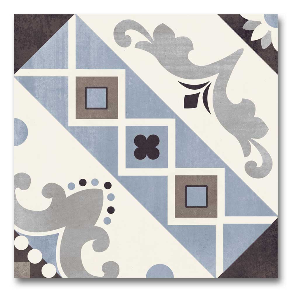 8x8 Scorvex Belleville Blu Geometric Deco Porcelain Tile