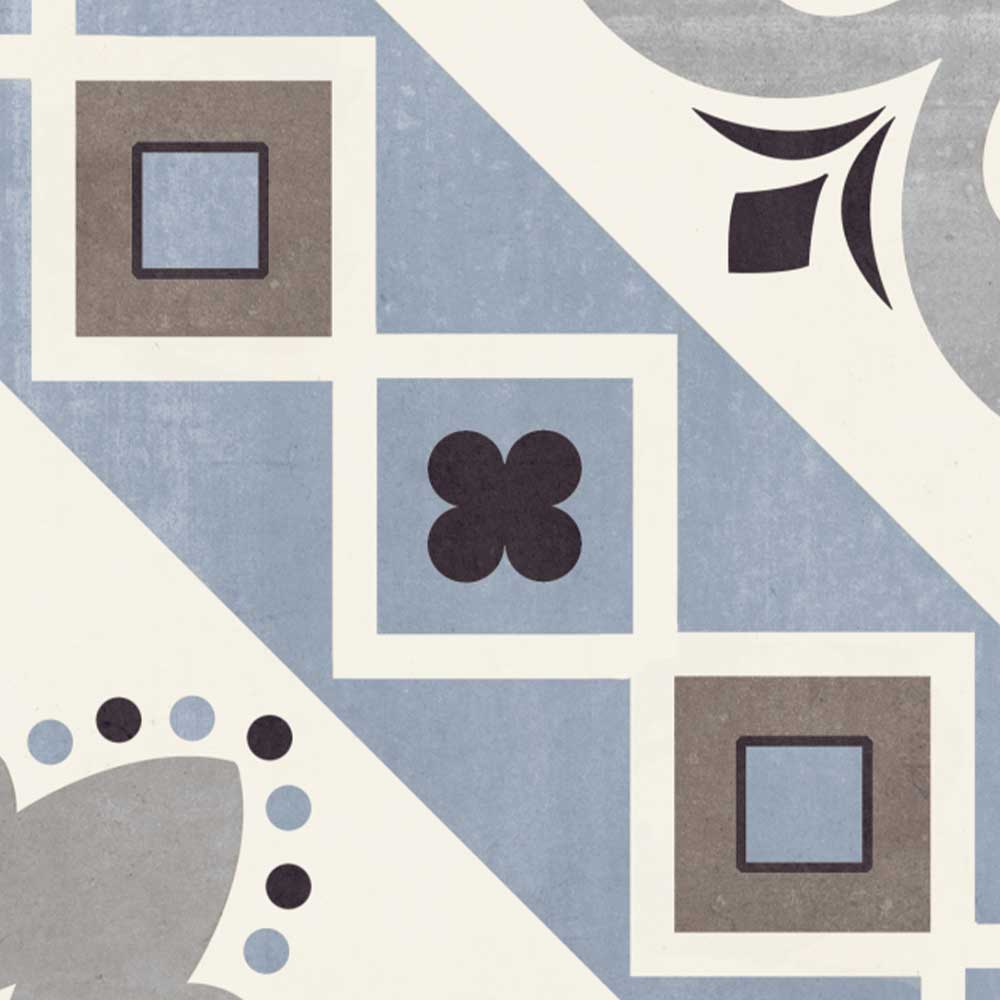 8x8 Scorvex Belleville Blu Geometric Deco Porcelain Tile