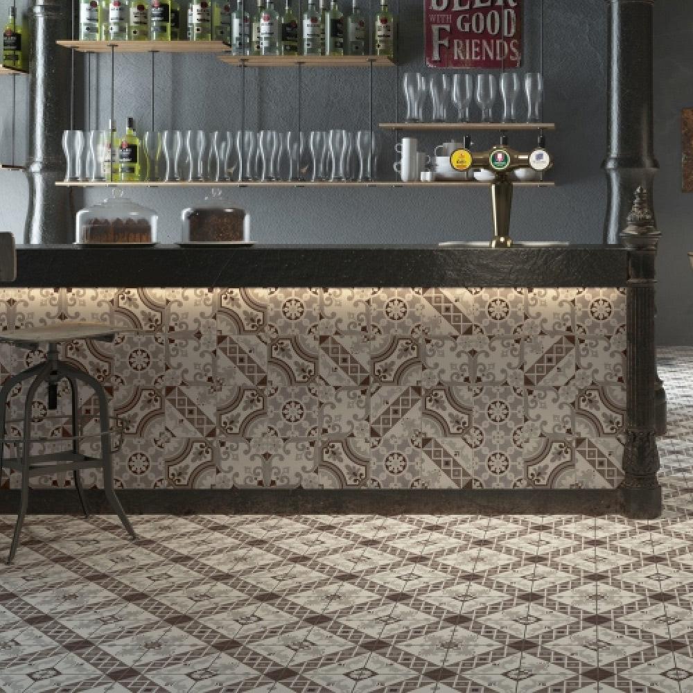 8x8 Scorvex Belleville Marrone Matte Deco Porcelain Tile 8x8 Scorvex Belleville Marrone Matte Deco Porcelain Tile - American Tile Depot