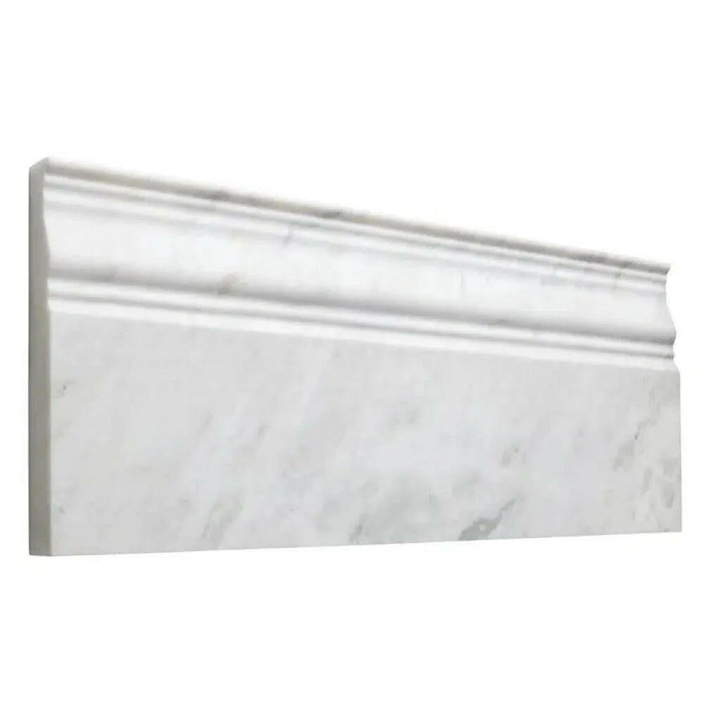 Afyon White Marble Polished 4 3/4x12 Baseboard Trim Molding Afyon White Marble Polished 4 3/4x12 Baseboard Trim Molding - American Tile Depot