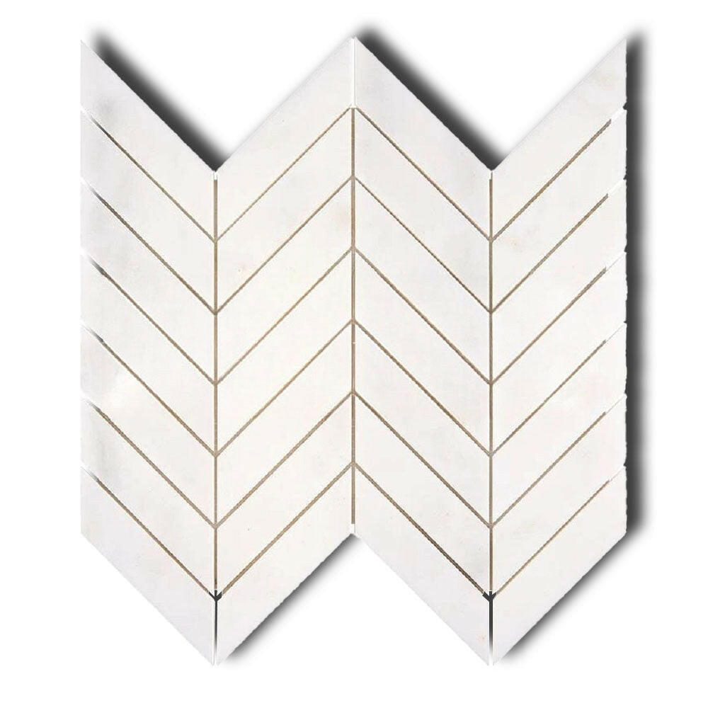 Afyon White Marble Polished Chevron Mosaic Tile Afyon White Marble Polished Chevron Mosaic Tile - American Tile Depot