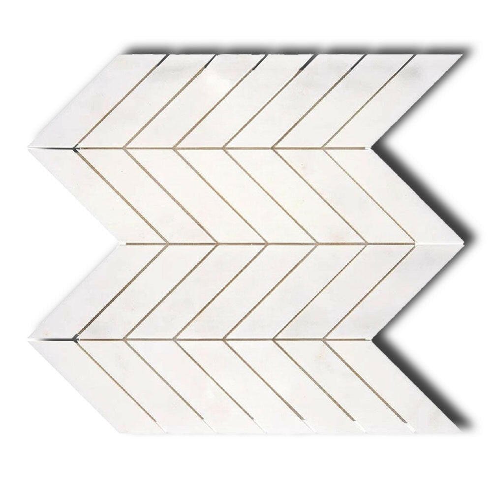 Afyon White Marble Polished Chevron Mosaic Tile Afyon White Marble Polished Chevron Mosaic Tile - American Tile Depot
