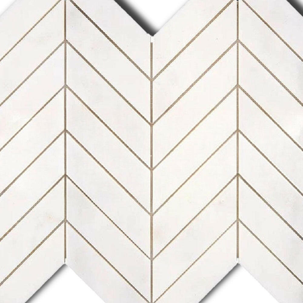 Afyon White Marble Polished Chevron Mosaic Tile Afyon White Marble Polished Chevron Mosaic Tile - American Tile Depot