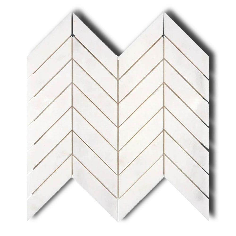 Afyon White Marble Polished Chevron Mosaic Tile Afyon White Marble Polished Chevron Mosaic Tile - American Tile Depot