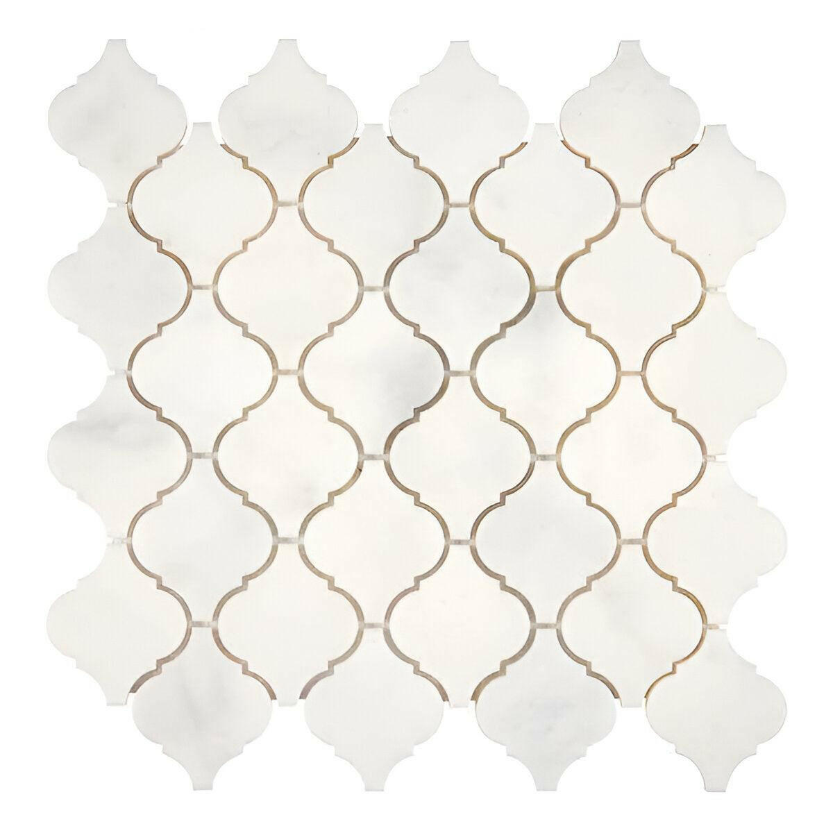 Afyon White Marble Polished Lantern Mosaic Tile Afyon White Marble Polished Lantern Mosaic Tile - American Tile Depot