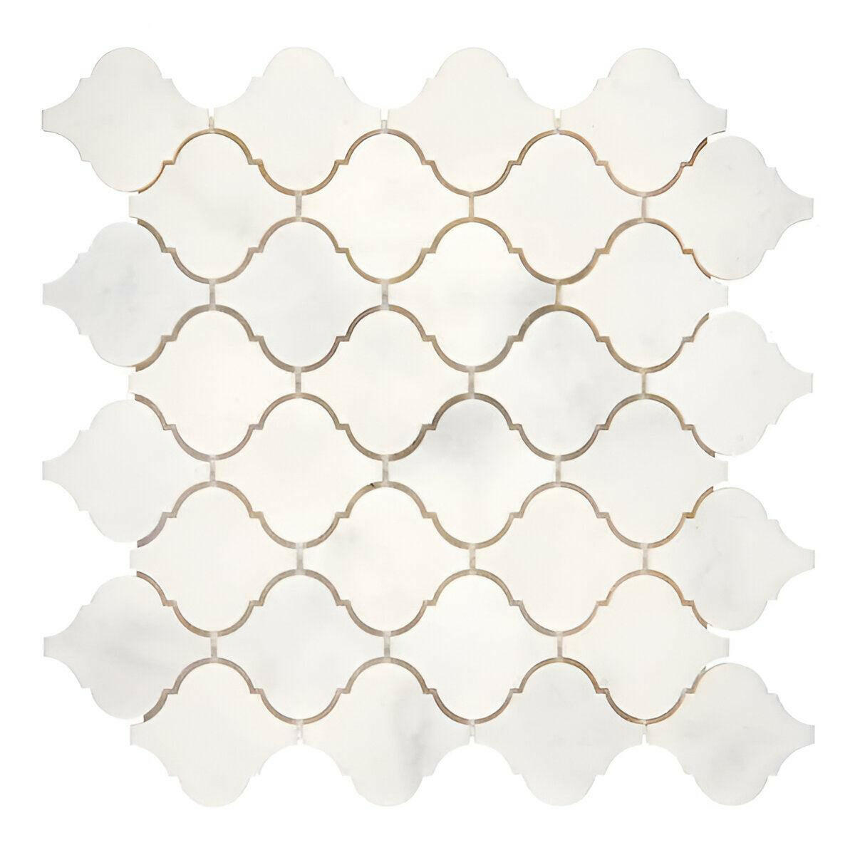 Afyon White Marble Polished Lantern Mosaic Tile Afyon White Marble Polished Lantern Mosaic Tile - American Tile Depot