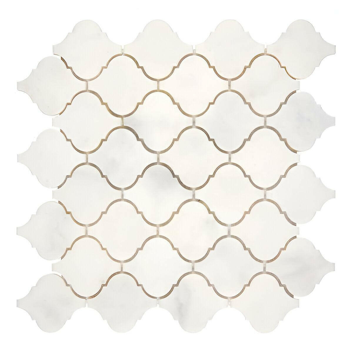 Afyon White Marble Polished Lantern Mosaic Tile Afyon White Marble Polished Lantern Mosaic Tile - American Tile Depot