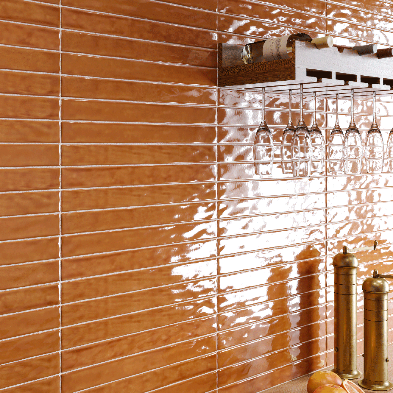 2x20 Resina Copper Glossy Ceramic Tile 2x20 Resina Copper Glossy Ceramic Tile - American Tile Depot