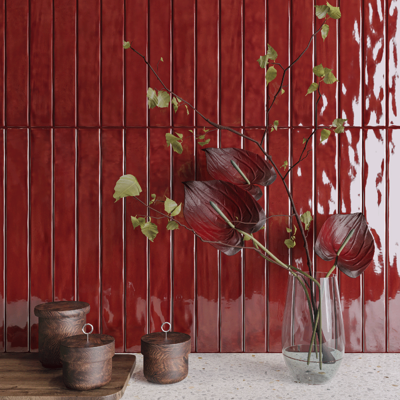2x20 Resina Ruby Glossy Ceramic Tile 2x20 Resina Ruby Glossy Ceramic Tile - American Tile Depot
