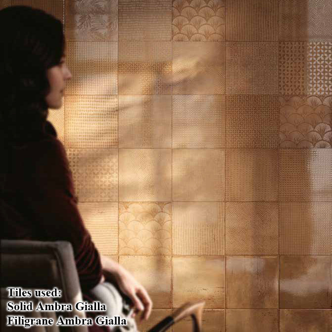 8x8 Ambra Gialla Filigrane Glossy Ceramic Wall Tile 8x8 Ambra Gialla Filigrane Glossy Ceramic Wall Tile - American Tile Depot
