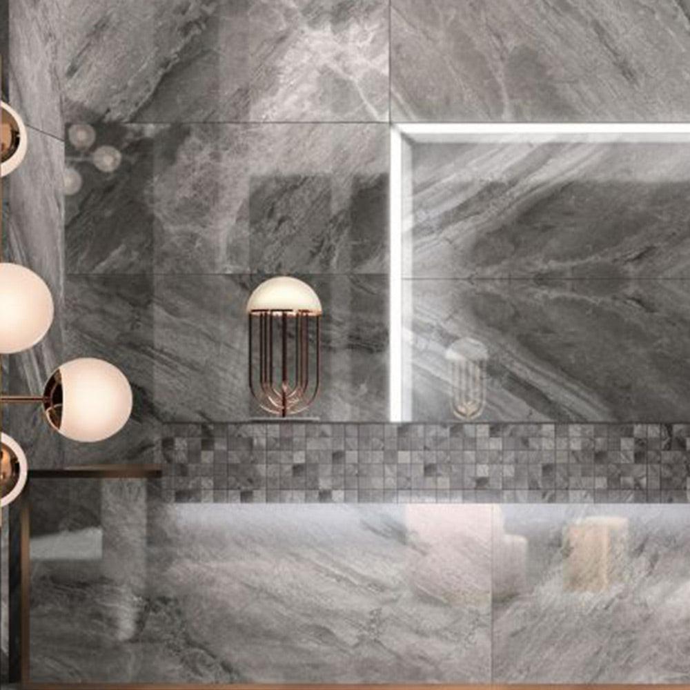 Apex Grey Naturale Square Porcelain Mosaic Tile Apex Grey Naturale Square Porcelain Mosaic Tile - American Tile Depot