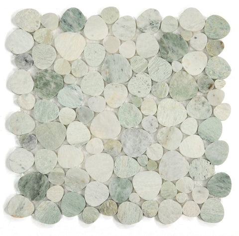 Athena Minerva Green Polished Pebble Marble Mosaic Tile