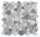 Athena Brigid Mix Grey Polished Pebble Marble Mosaic Tile