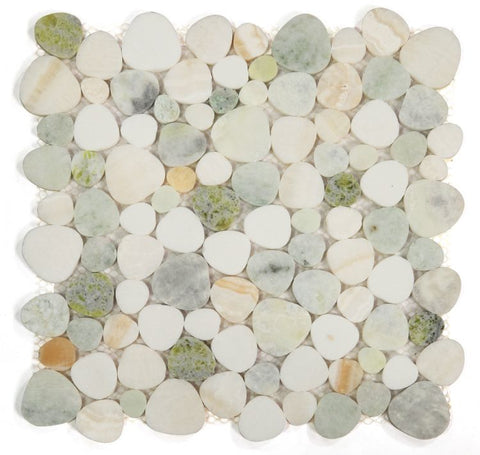 Athena Minerva Onyx Eclectic Honed Pebble Marble Mosaic Tile