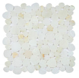 Athena Minerva Onyx White Honed Pebble Marble Mosaic Tile