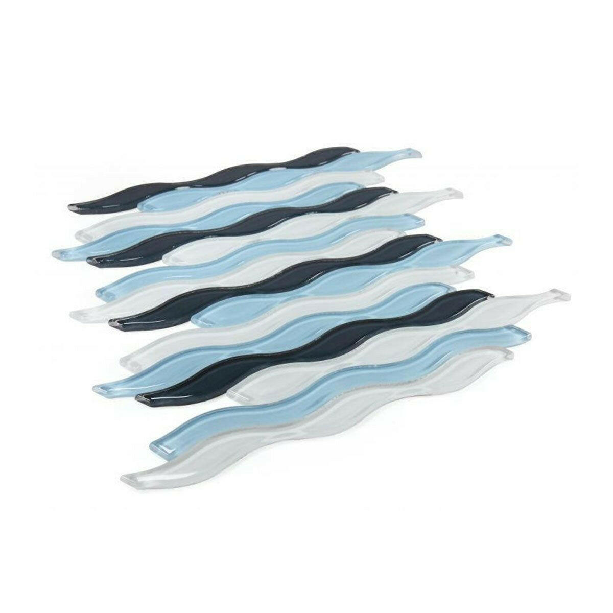 Aqua Blue Glossy Wave Glass Mosaic Tile Aqua Blue Glossy Wave Glass Mosaic Tile - American Tile Depot