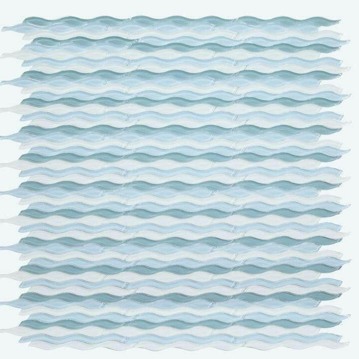 Aqua Iris Glossy Wave Glass Mosaic Tile Aqua Iris Glossy Wave Glass Mosaic Tile - American Tile Depot