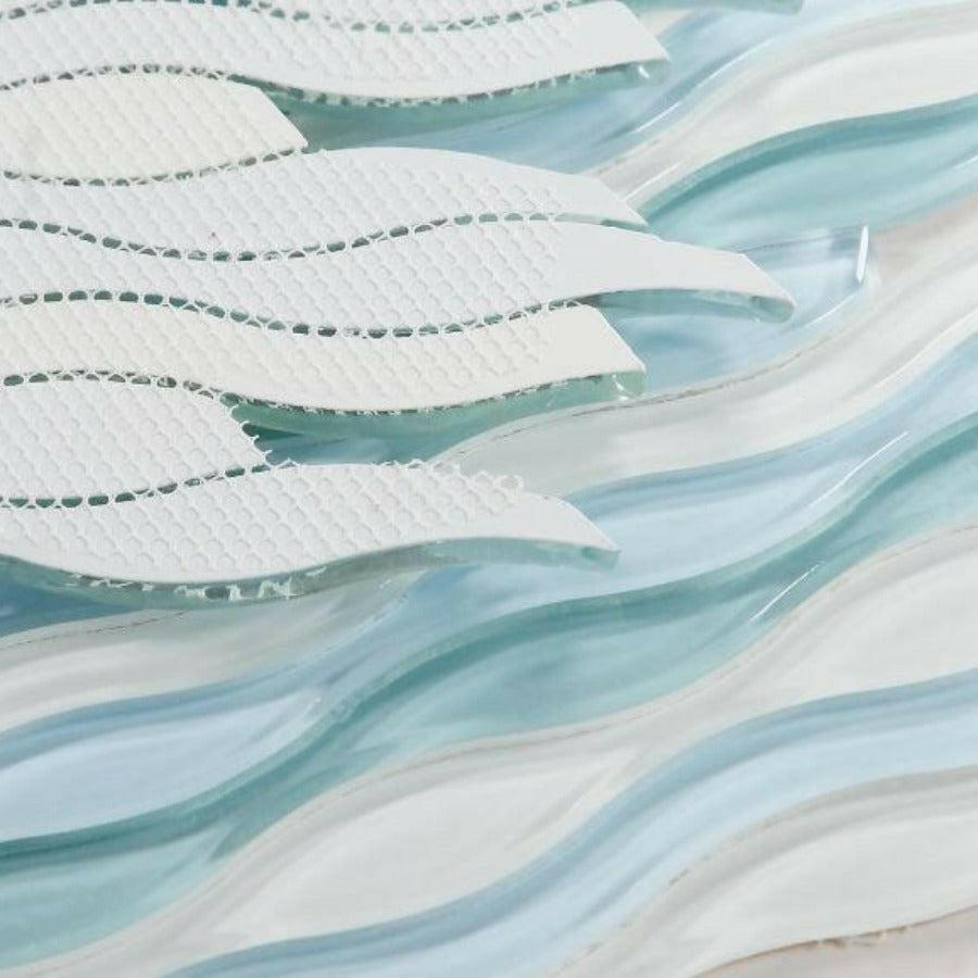 Aqua Iris Glossy Wave Glass Mosaic Tile - American Tile Depot