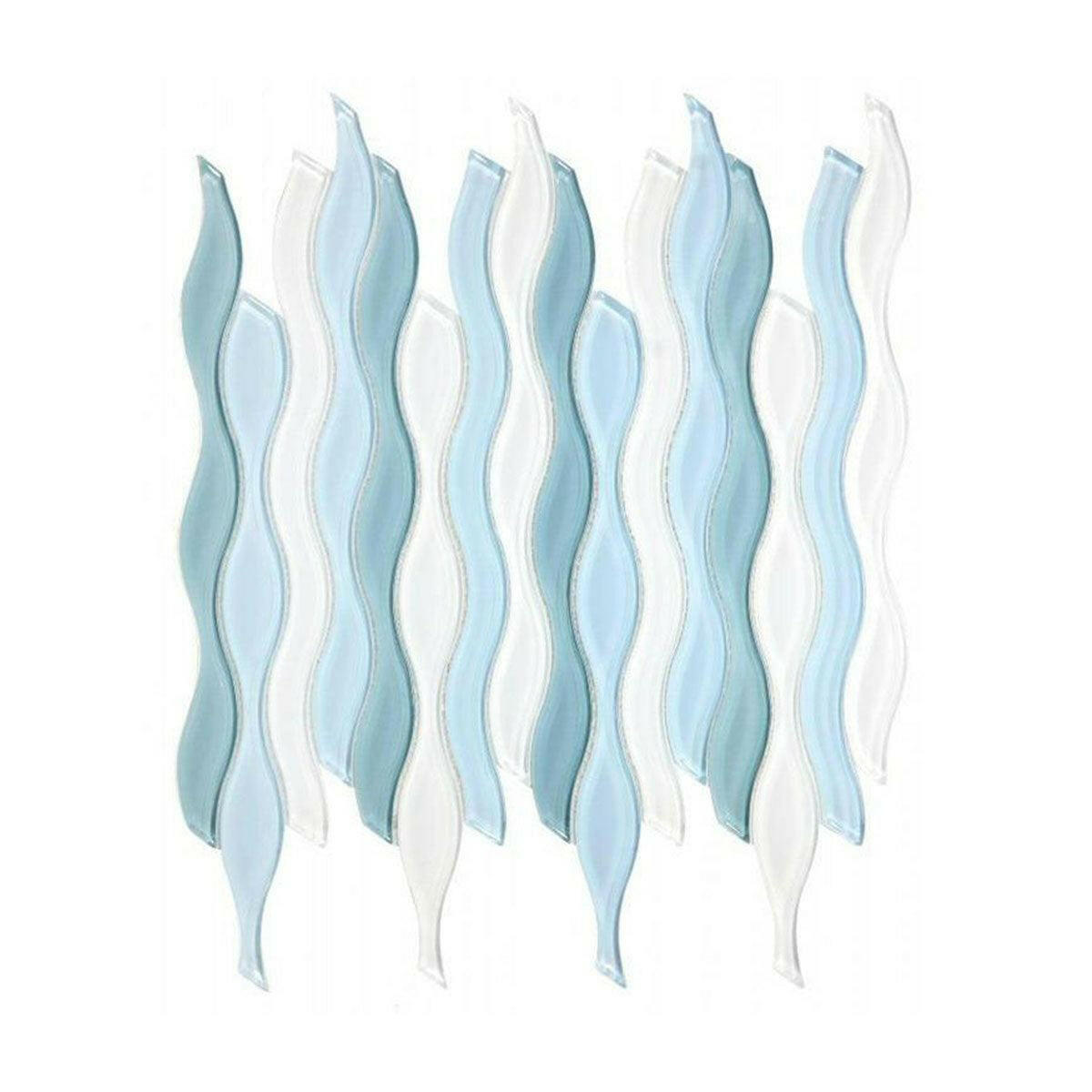 Aqua Iris Glossy Wave Glass Mosaic Tile - American Tile Depot