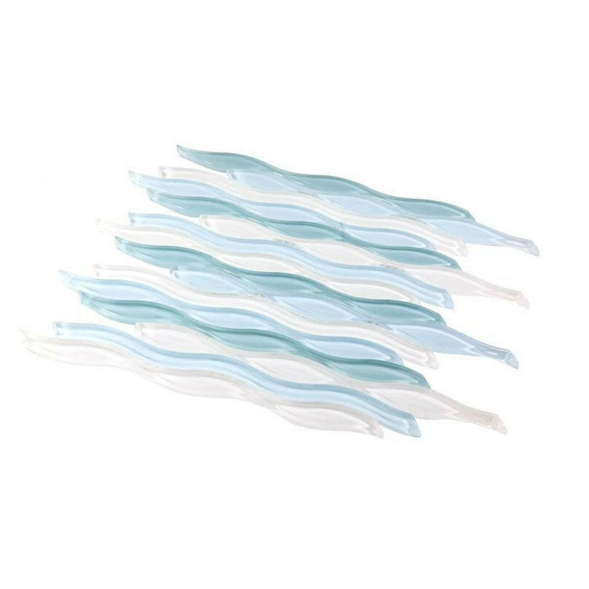 Aqua Iris Glossy Wave Glass Mosaic Tile - American Tile Depot