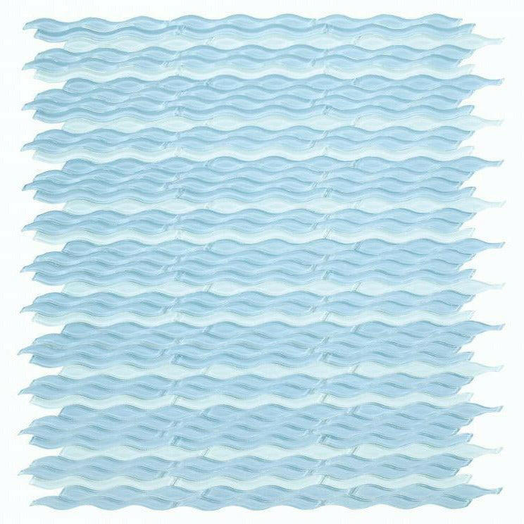 Aqua Sapphire Glossy Wave Glass Mosaic Tile Aqua Sapphire Glossy Wave Glass Mosaic Tile - American Tile Depot
