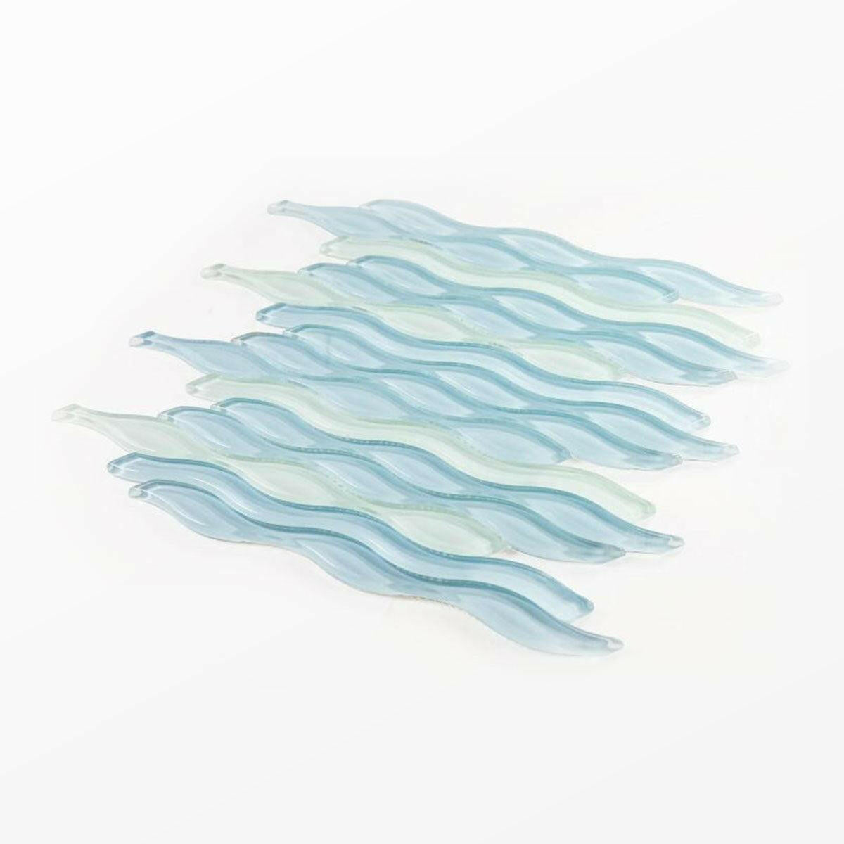 Aqua Sapphire Glossy Wave Glass Mosaic Tile Aqua Sapphire Glossy Wave Glass Mosaic Tile - American Tile Depot