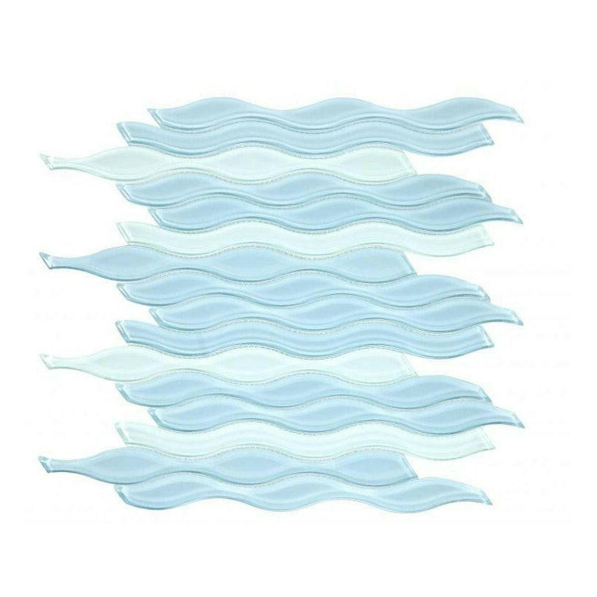 Aqua Sapphire Glossy Wave Glass Mosaic Tile Aqua Sapphire Glossy Wave Glass Mosaic Tile - American Tile Depot