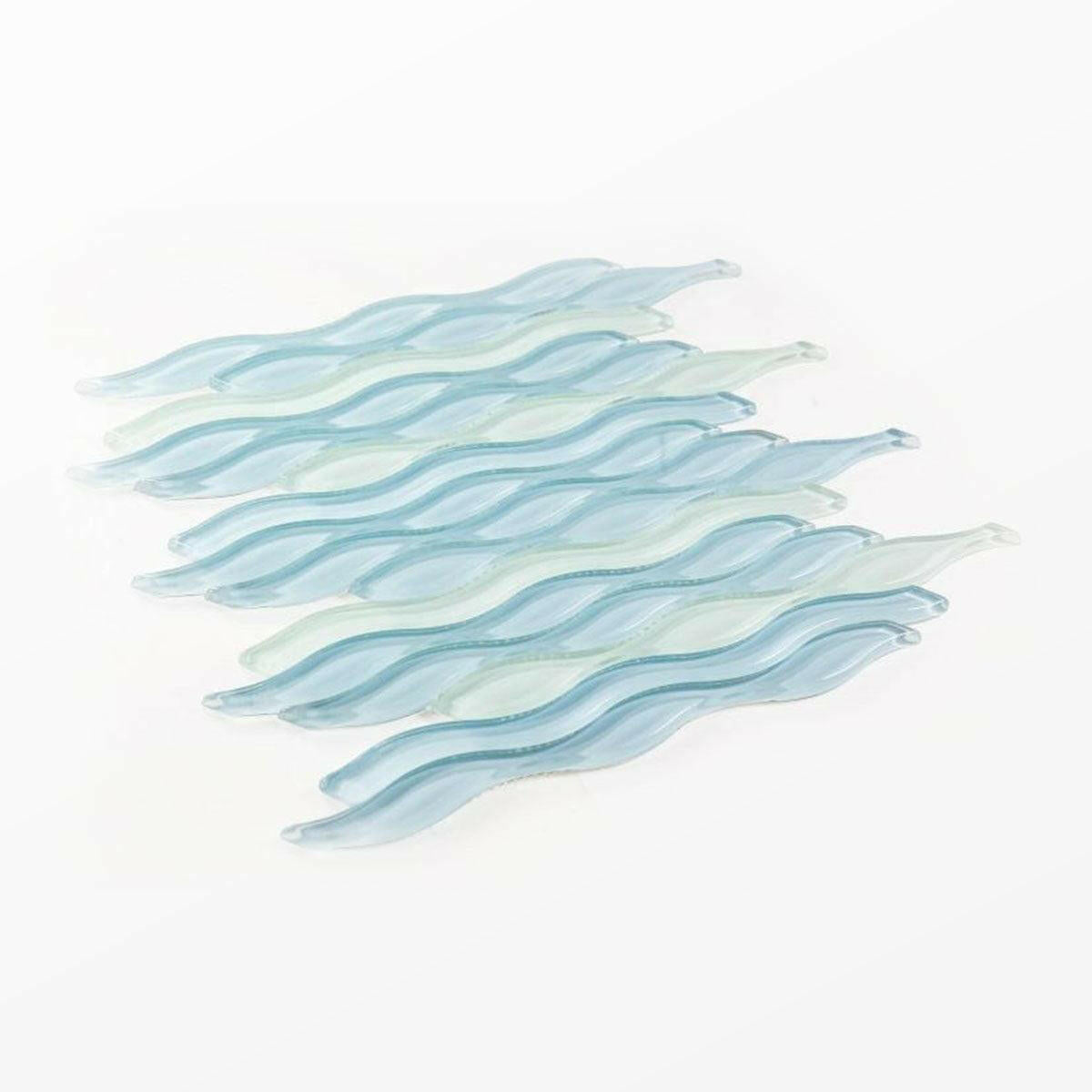 Aqua Sapphire Glossy Wave Glass Mosaic Tile Aqua Sapphire Glossy Wave Glass Mosaic Tile - American Tile Depot