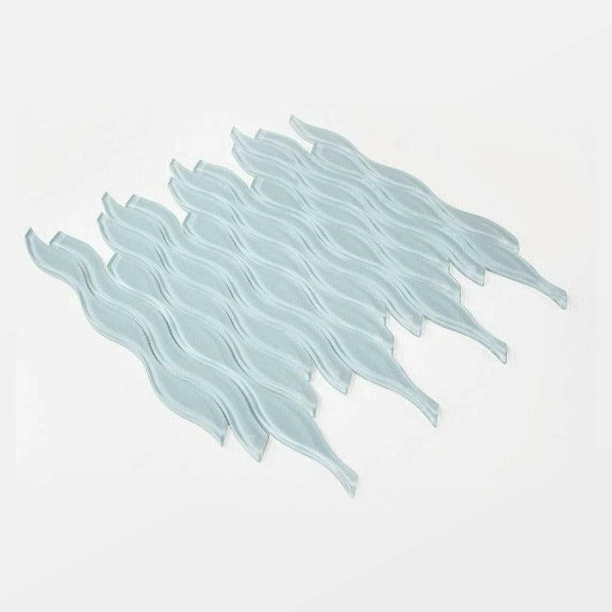 Aqua Turquoise Glossy Wave Glass Mosaic Tile - American Tile Depot